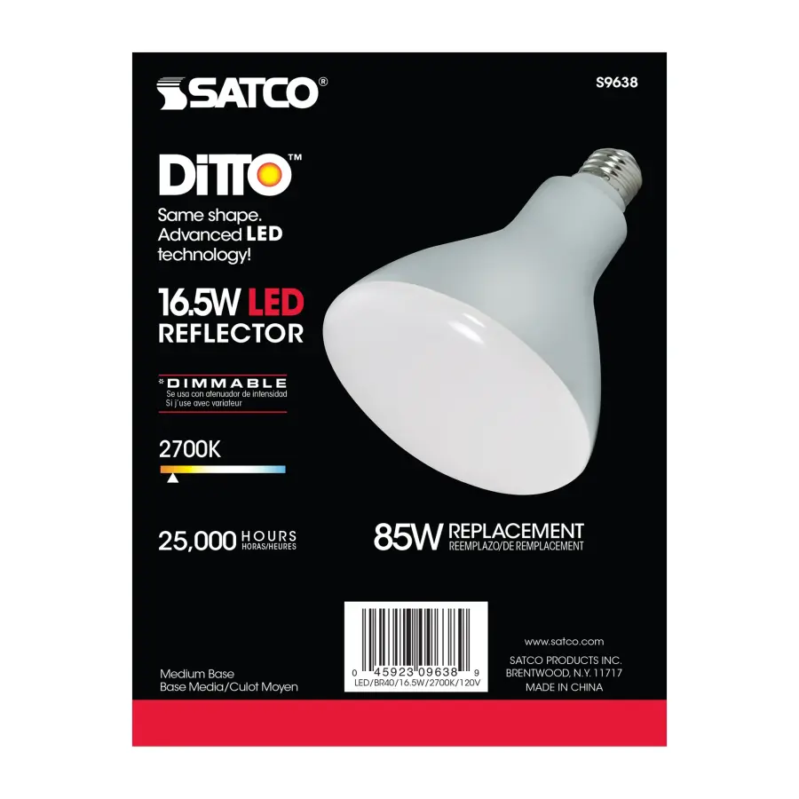 16.5 Watt - LED BR40 - 2700K - 103 deg. Beam Angle - Medium base - 120 Volt - dimmable - Image 3