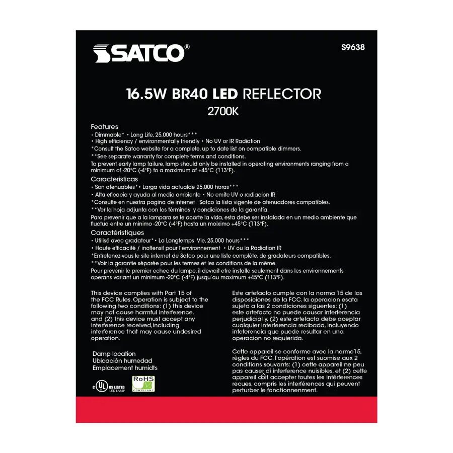16.5 Watt - LED BR40 - 2700K - 103 deg. Beam Angle - Medium base - 120 Volt - dimmable - Image 4