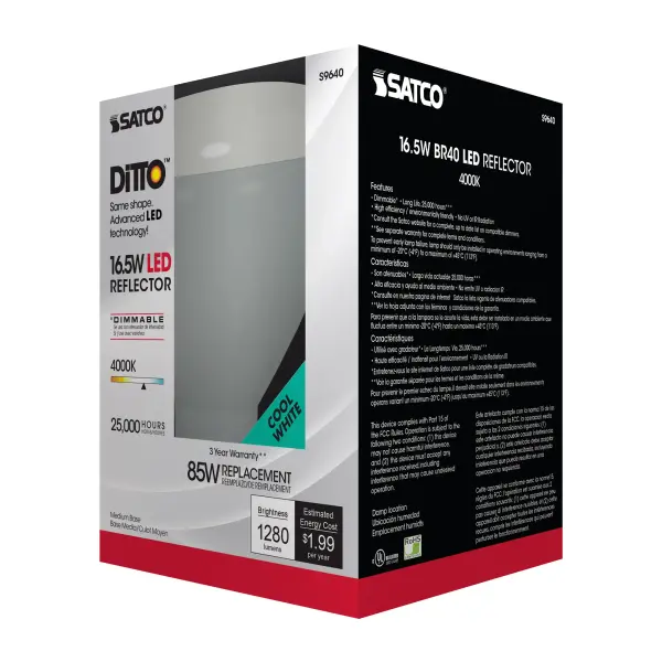 16.5 Watt - LED BR40 - 4000K - 103 deg. Beam Angle - Medium base - 120 Volt - Dimmable - Image 6
