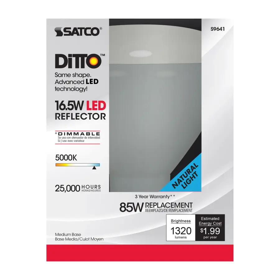 16.5 Watt - LED BR40 - 5000K - 103 deg. Beam Angle - Medium base - 120 Volt - Dimmable - Image 2