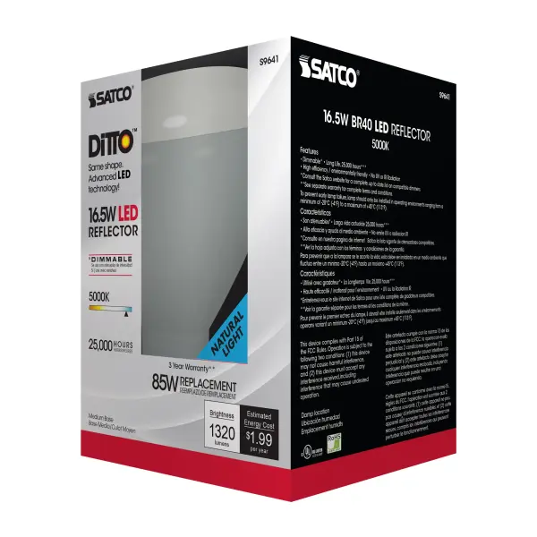 16.5 Watt - LED BR40 - 5000K - 103 deg. Beam Angle - Medium base - 120 Volt - Dimmable - Image 6