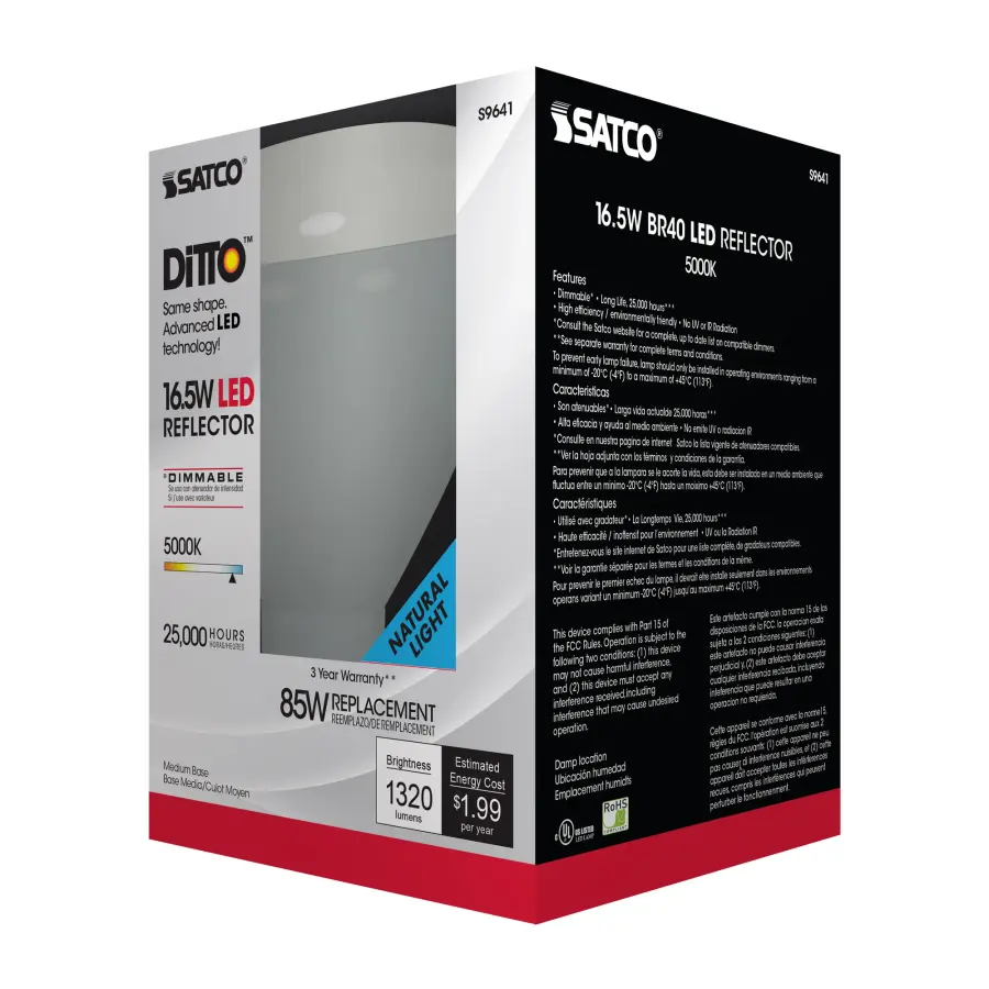 16.5 Watt - LED BR40 - 5000K - 103 deg. Beam Angle - Medium base - 120 Volt - Dimmable - Image 6