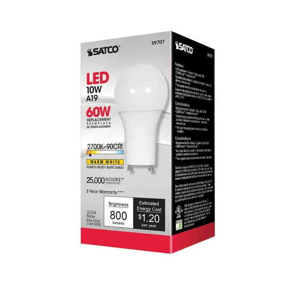 10 Watt - A19 LED - 2700K - GU24 base - 220 deg. Beam Angle - 90CRI - 120 Volt - Image 7