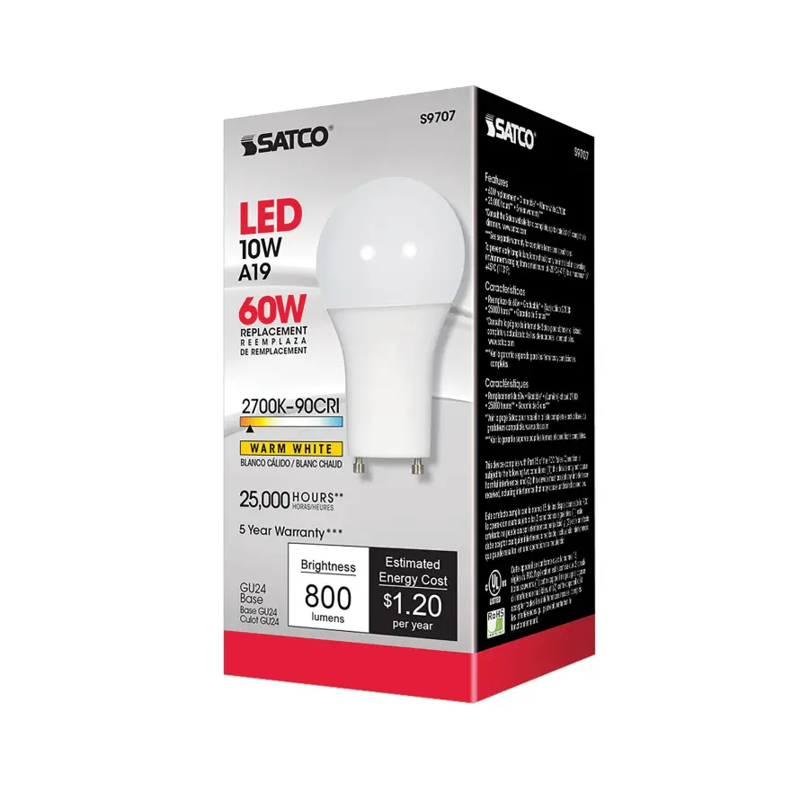 10 Watt - A19 LED - 2700K - GU24 base - 220 deg. Beam Angle - 90CRI - 120 Volt - Image 7