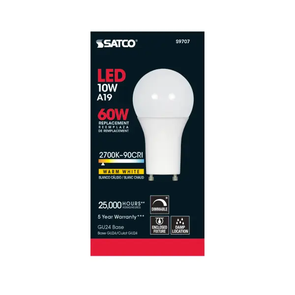 10 Watt - A19 LED - 2700K - GU24 base - 220 deg. Beam Angle - 90CRI - 120 Volt - Image 9