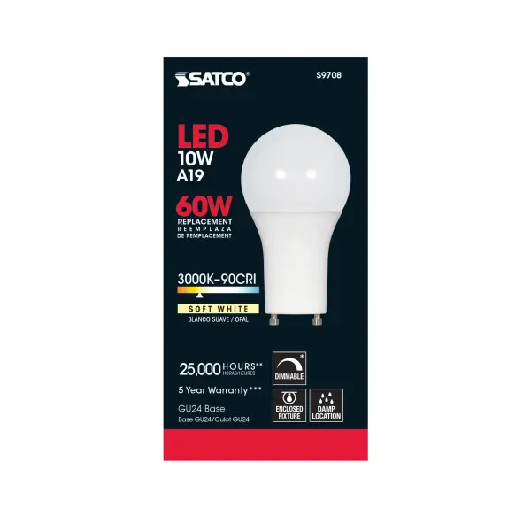 10 Watt - A19 LED - 3000K - GU24 base - 220 deg. Beam Angle - 90CRI - 120 Volt - Image 4