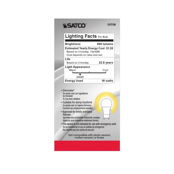 10 Watt - A19 LED - 3000K - GU24 base - 220 deg. Beam Angle - 90CRI - 120 Volt - Image 6