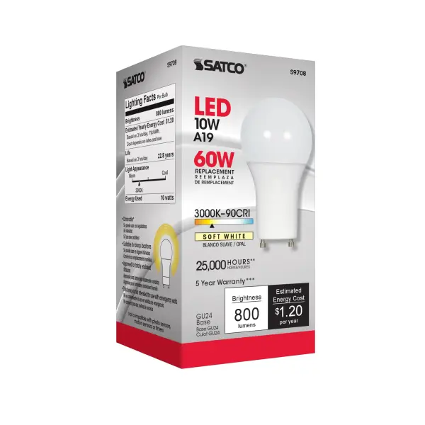 10 Watt - A19 LED - 3000K - GU24 base - 220 deg. Beam Angle - 90CRI - 120 Volt - Image 9