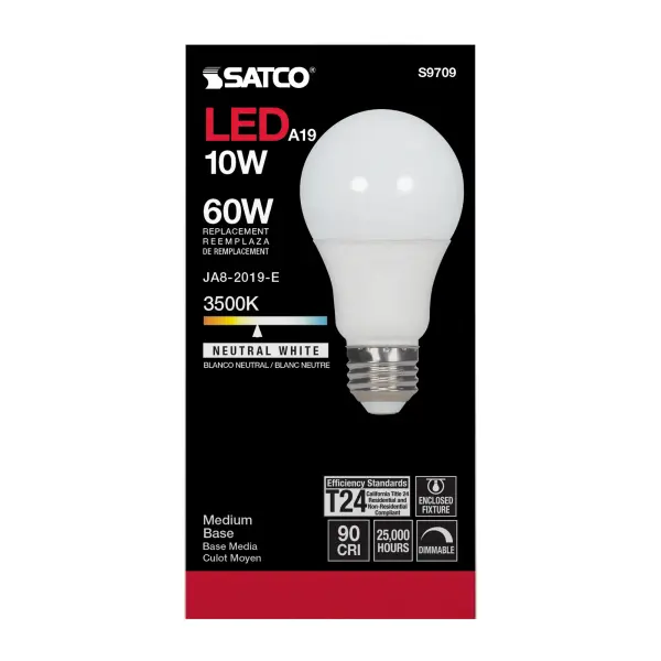 10 Watt - LED A19 - 3500K - Medium base - 120 Volt - 90 CRI - Image 3