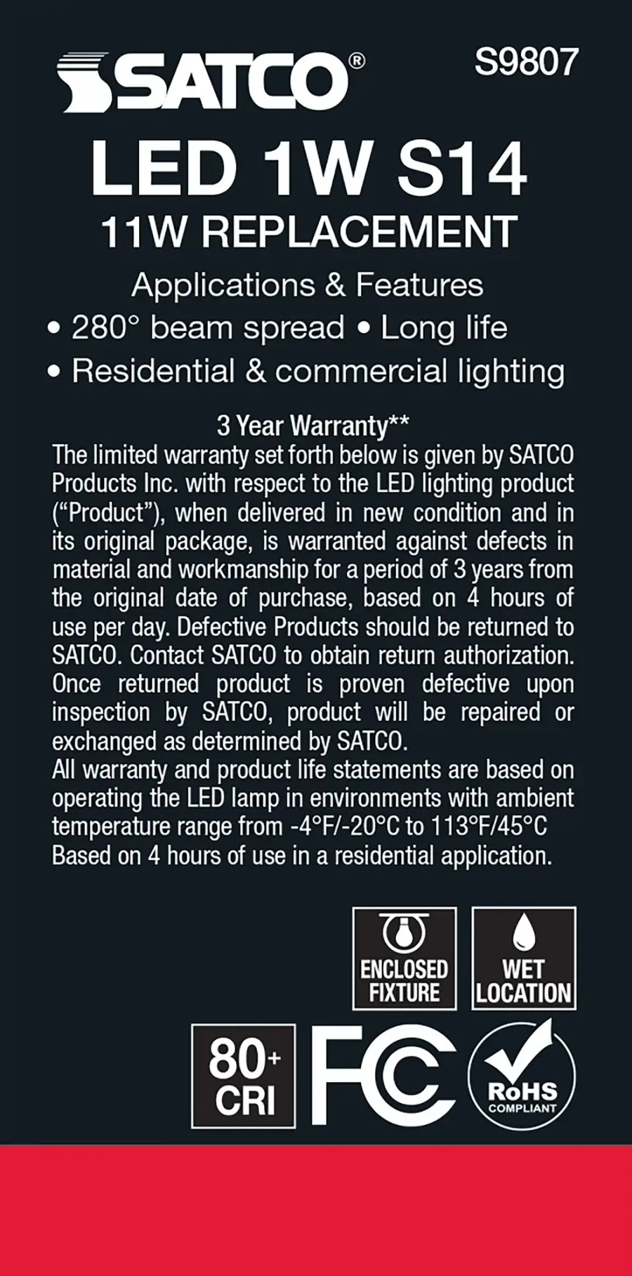 1 Watt LED Filament - S14 - Clear - Medium base - 2700K - 120 Volt - Image 4