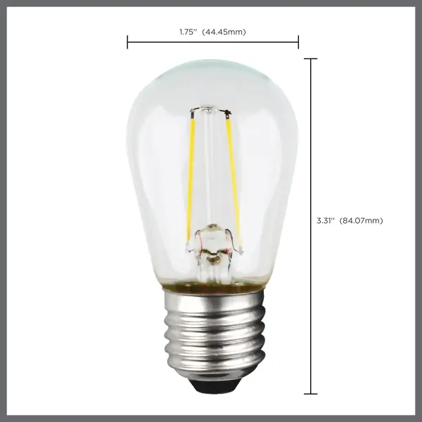 1 Watt LED Filament - S14 - Clear - Medium base - 2700K - 120 Volt - Image 9