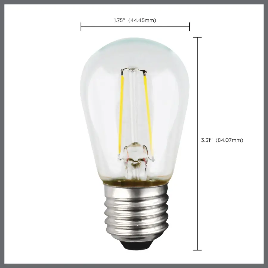 1 Watt LED Filament - S14 - Clear - Medium base - 2700K - 120 Volt - Image 9