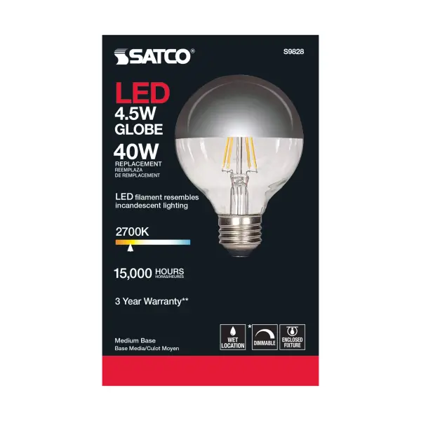 4.5 Watt G25 LED Filament - Silver crown - Medium base - 2700K - 430 Lumens - 120 Volt - Image 4