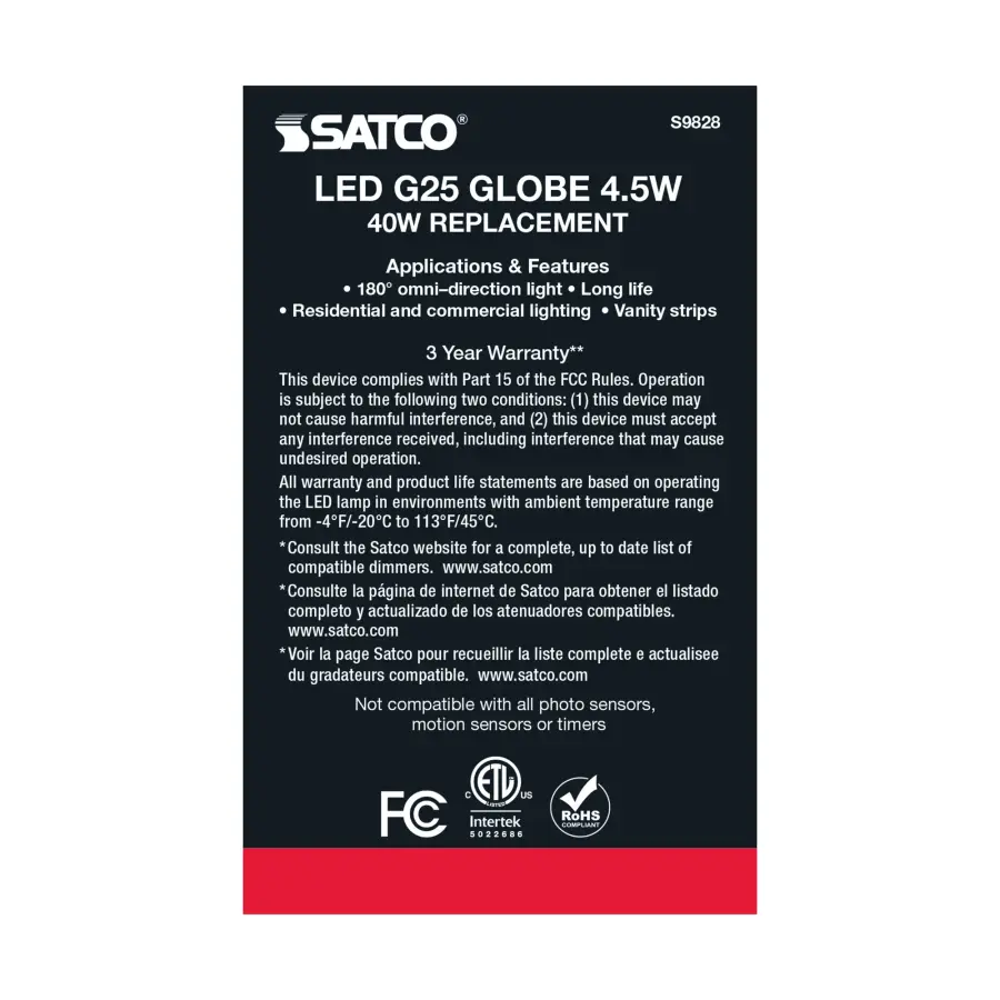 4.5 Watt G25 LED Filament - Silver crown - Medium base - 2700K - 430 Lumens - 120 Volt - Image 5