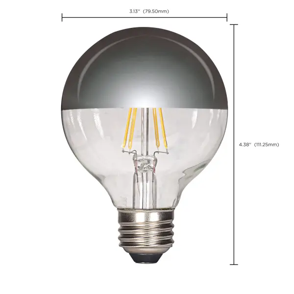 4.5 Watt G25 LED Filament - Silver crown - Medium base - 2700K - 430 Lumens - 120 Volt - Image 9