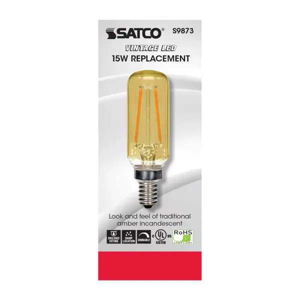 2.5 Watt T6 LED Filament - Amber - Candelabra base - 2000K - 150 Lumens - 120 Volt - Image 4