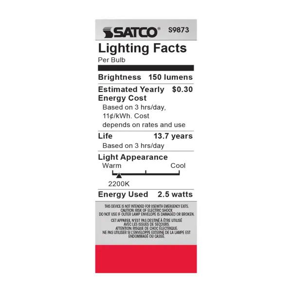 2.5 Watt T6 LED Filament - Amber - Candelabra base - 2000K - 150 Lumens - 120 Volt - Image 6