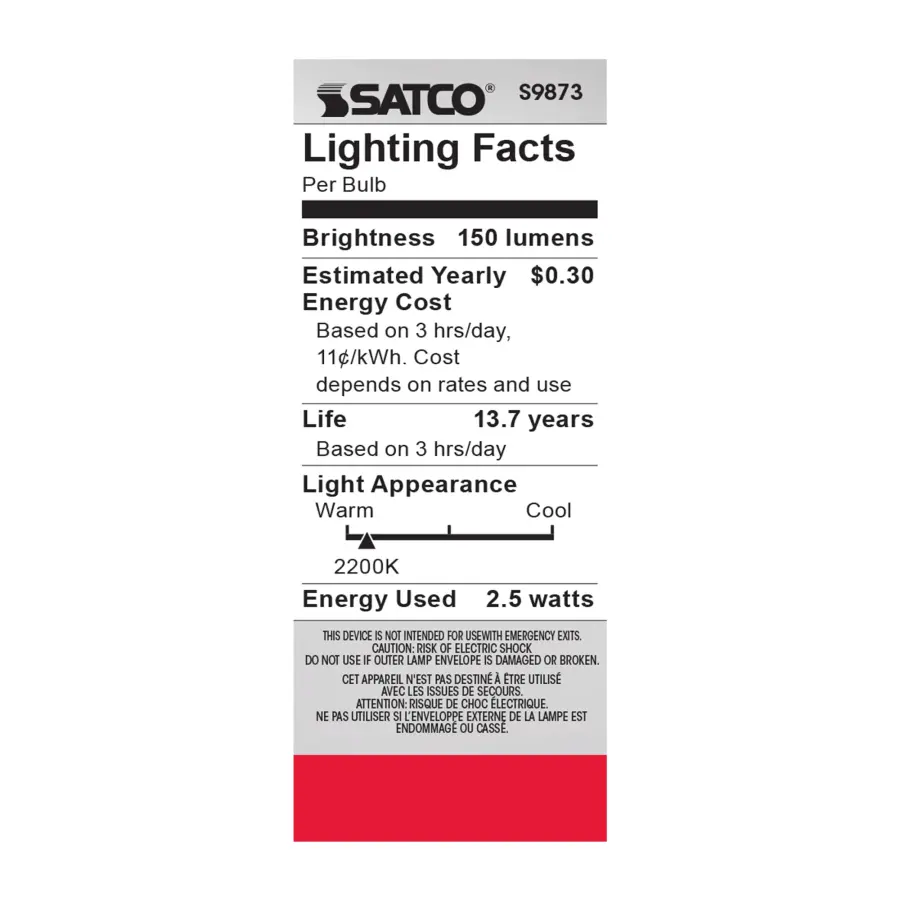 2.5 Watt T6 LED Filament - Amber - Candelabra base - 2000K - 150 Lumens - 120 Volt - Image 6