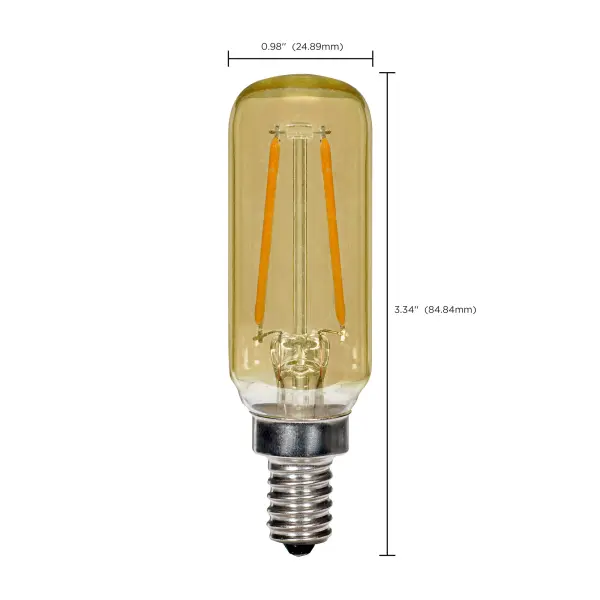 2.5 Watt T6 LED Filament - Amber - Candelabra base - 2000K - 150 Lumens - 120 Volt - Image 9