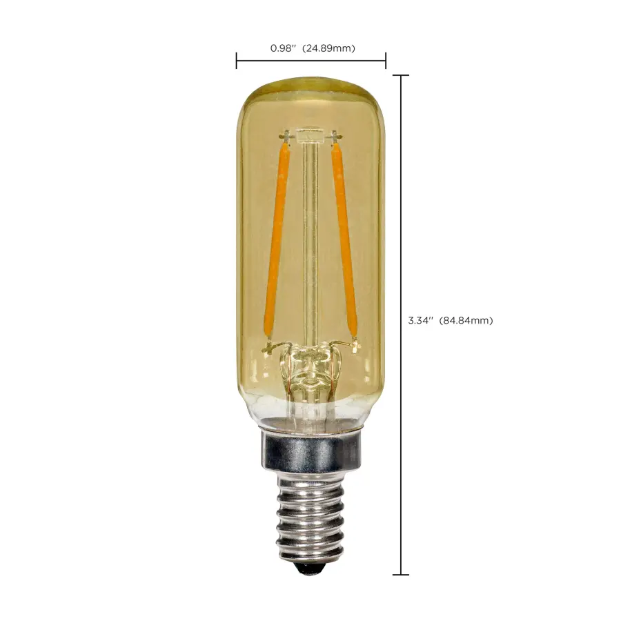 2.5 Watt T6 LED Filament - Amber - Candelabra base - 2000K - 150 Lumens - 120 Volt - Image 9