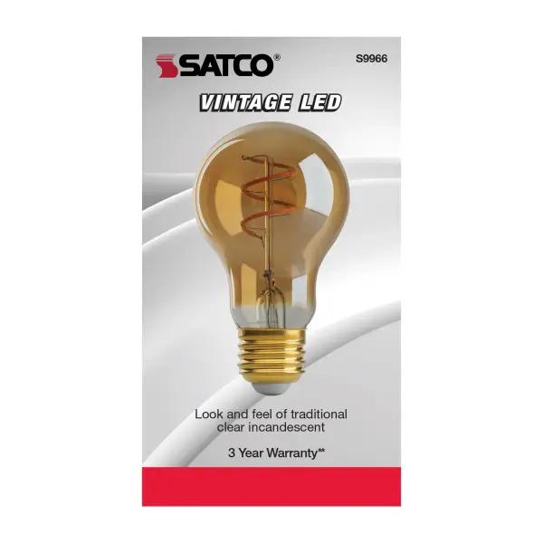 4.5 Watt A19 LED Filament - Amber - Medium base - 2000K - 260 Lumens - 120 Volt - Image 5