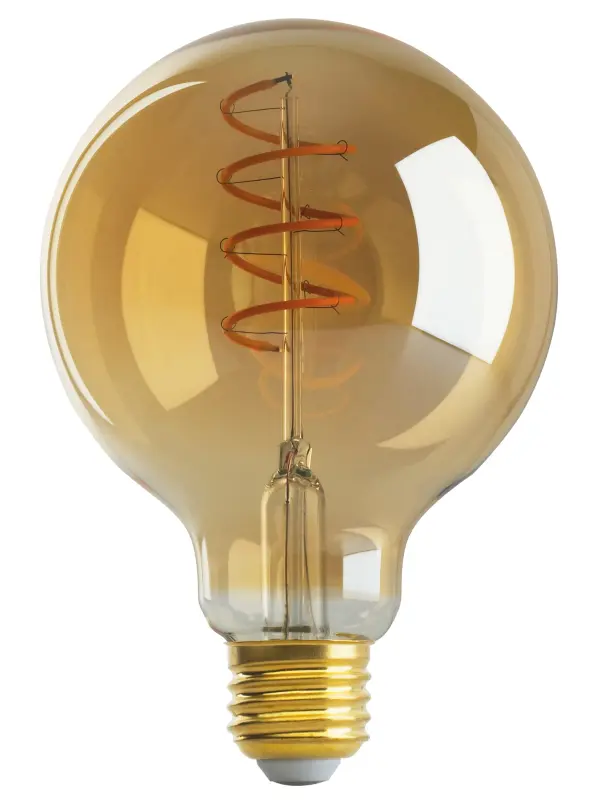 4.5 Watt G30 LED Filament - Amber - Medium base - 2000K - 240 Lumens - 120 Volt