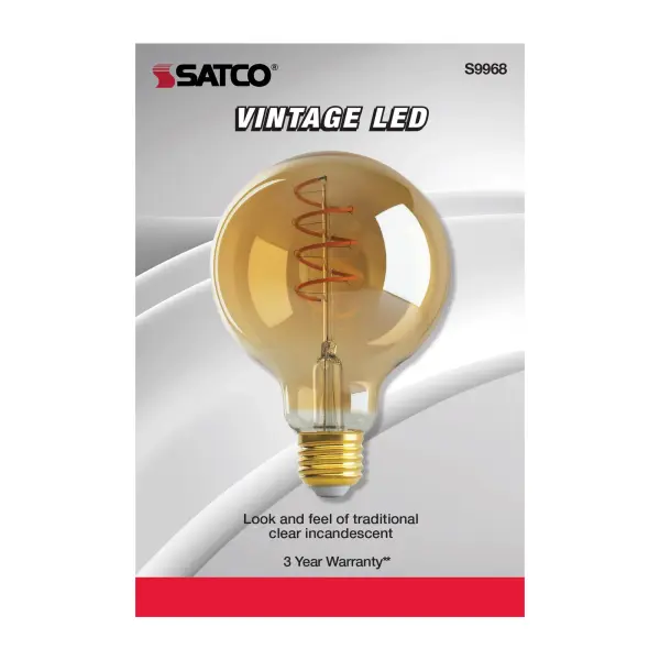 4.5 Watt G30 LED Filament - Amber - Medium base - 2000K - 240 Lumens - 120 Volt - Image 3