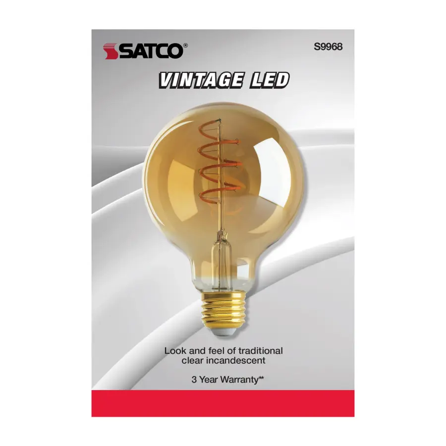 4.5 Watt G30 LED Filament - Amber - Medium base - 2000K - 240 Lumens - 120 Volt - Image 3