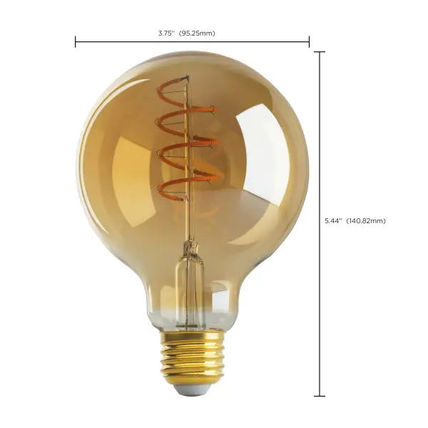 4.5 Watt G30 LED Filament - Amber - Medium base - 2000K - 240 Lumens - 120 Volt - Image 7