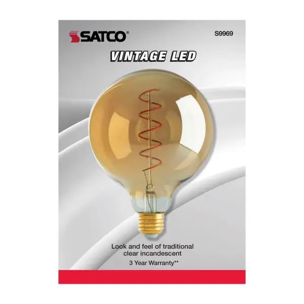 4.5 Watt G40 LED Filament - Amber - Medium base - 2000K - 240 Lumens - 120 Volt - Image 4