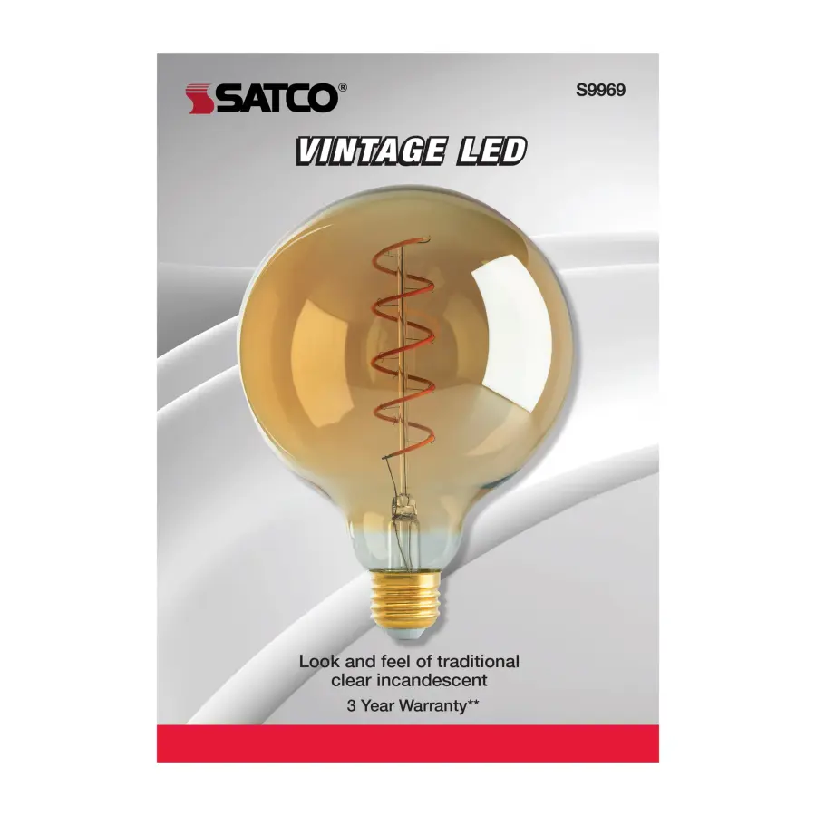 4.5 Watt G40 LED Filament - Amber - Medium base - 2000K - 240 Lumens - 120 Volt - Image 4
