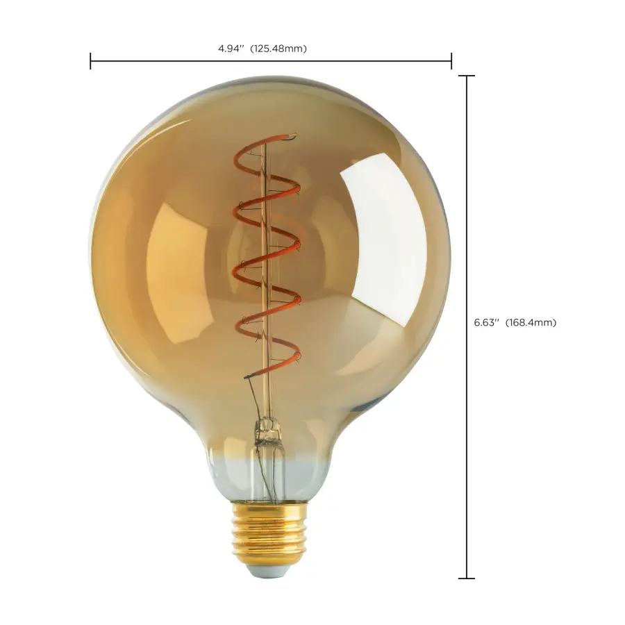4.5 Watt G40 LED Filament - Amber - Medium base - 2000K - 240 Lumens - 120 Volt - Image 9