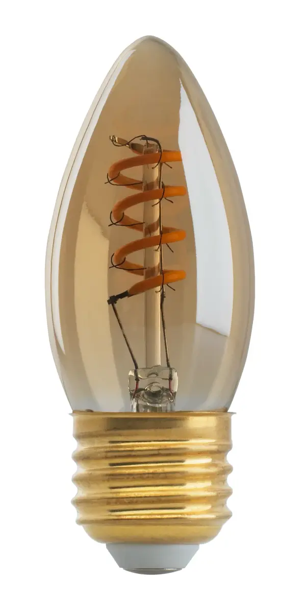2.3 Watt B10 LED Filament - Amber - Medium base - 2000K - 120 Lumens - 120 Volt
