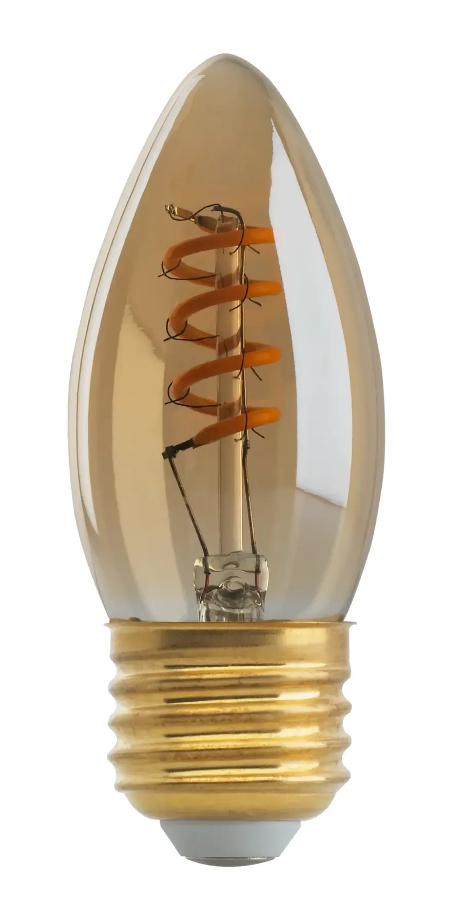 2.3 Watt B10 LED Filament - Amber - Medium base - 2000K - 120 Lumens - 120 Volt - Image 1