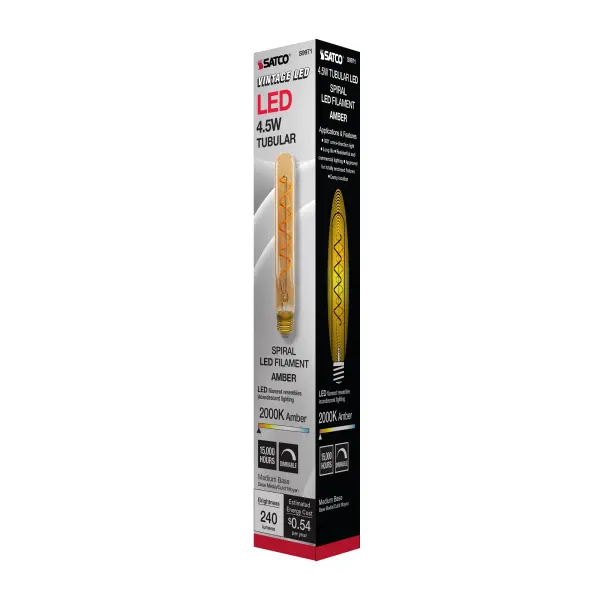4.5 Watt T9 LED Filament - Amber - Medium base - 2000K - 240 Lumens - 120 Volt - Image 7