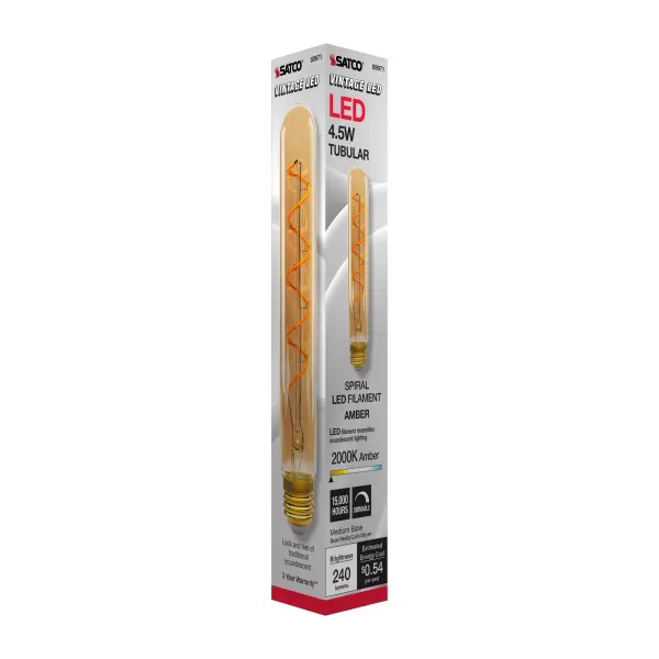 4.5 Watt T9 LED Filament - Amber - Medium base - 2000K - 240 Lumens - 120 Volt - Image 8