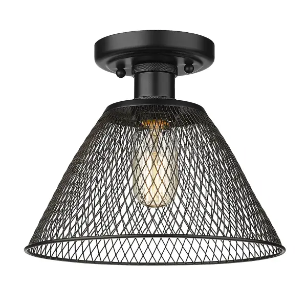 Carver 1-Light Semi-Flush Mount in Matte Black - Image 1