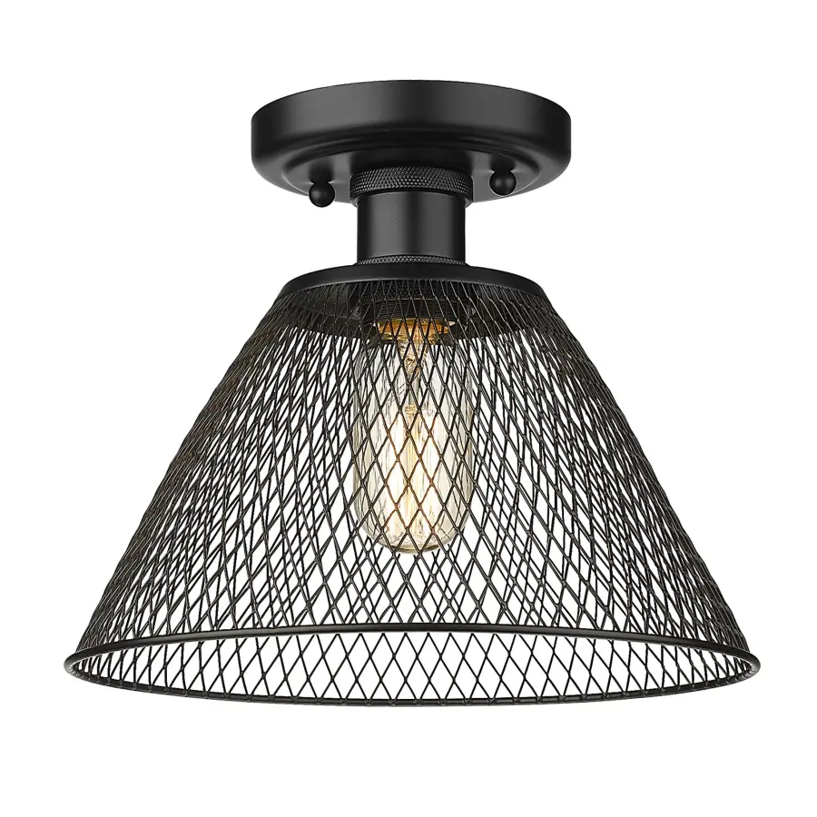 Carver 1-Light Semi-Flush Mount in Matte Black - Image 1