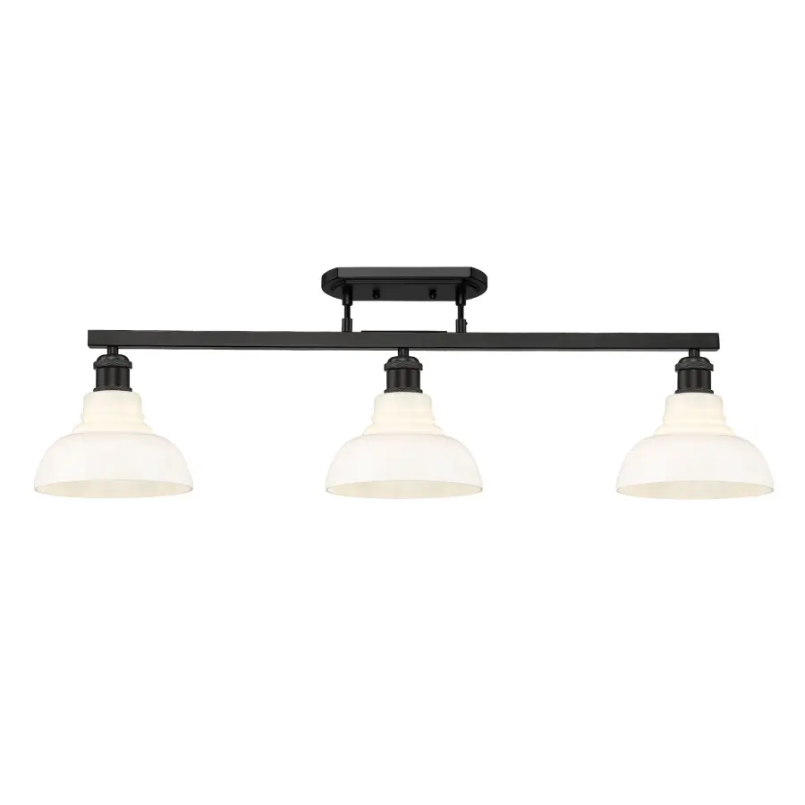 Carver 3-Light Semi-Flush Mount in Matte Black with Vintage Milk Glass - Image 2