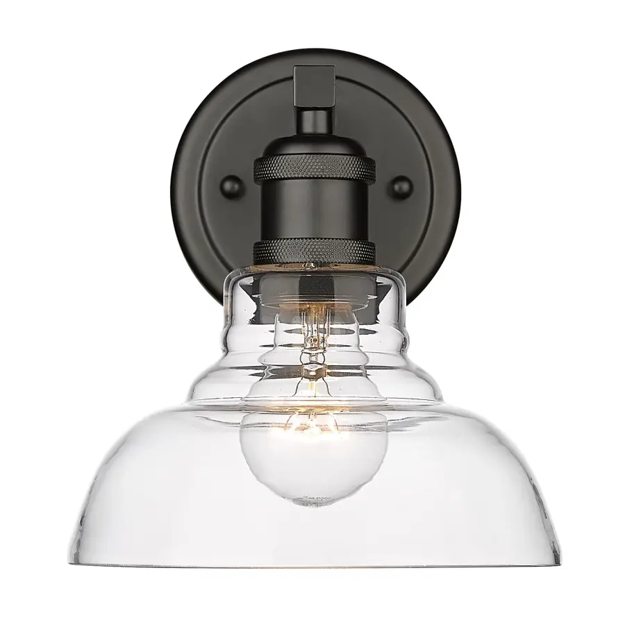 Carver 1-Light Vanity in Matte Black and Clear Glass - Image 2