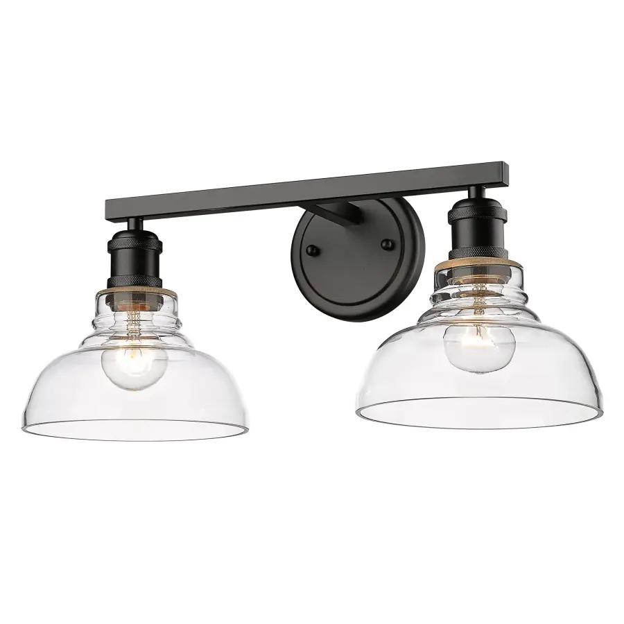 Carver 2-Light Vanity in Matte Black with Clear Glass - Image 1