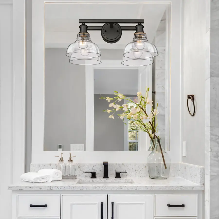 Carver 2-Light Vanity in Matte Black with Clear Glass - Image 2