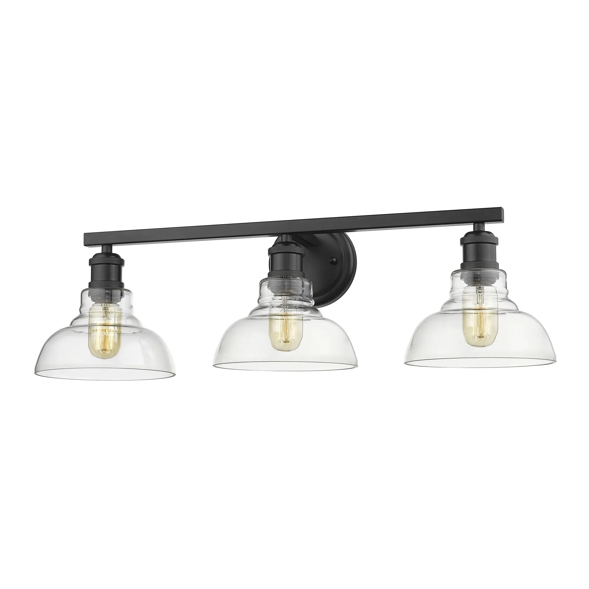 Carver 3-Light Vanity in Matte Black and Clear Glass