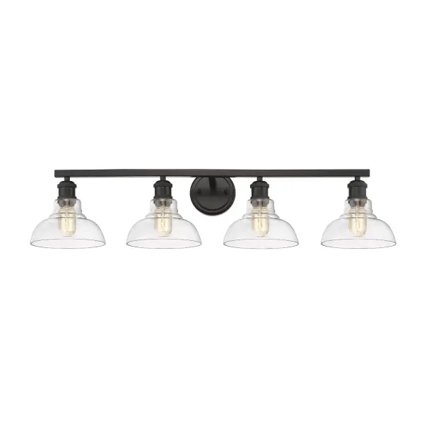 Carver 4-Light Vanity in Matte Black with Clear Glass - Image 1