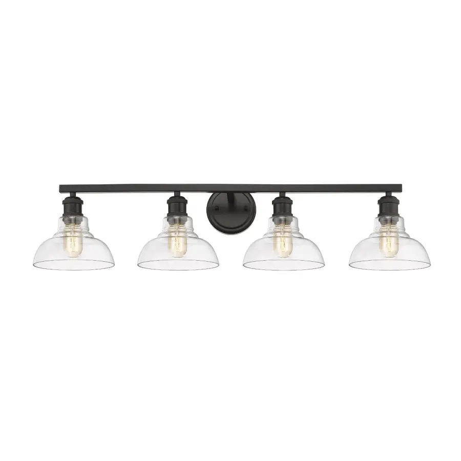 Carver 4-Light Vanity in Matte Black with Clear Glass - Image 1