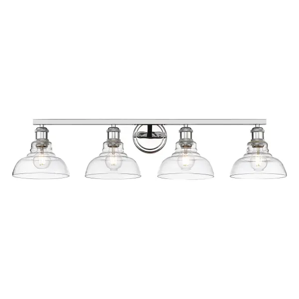 The Carver 4-Light Vanity combines transitional elegance with practical functionality. Its polished chrome finish and clear glass shades deliver brilliant illumination while complementing both modern and classic decor. - alternate view