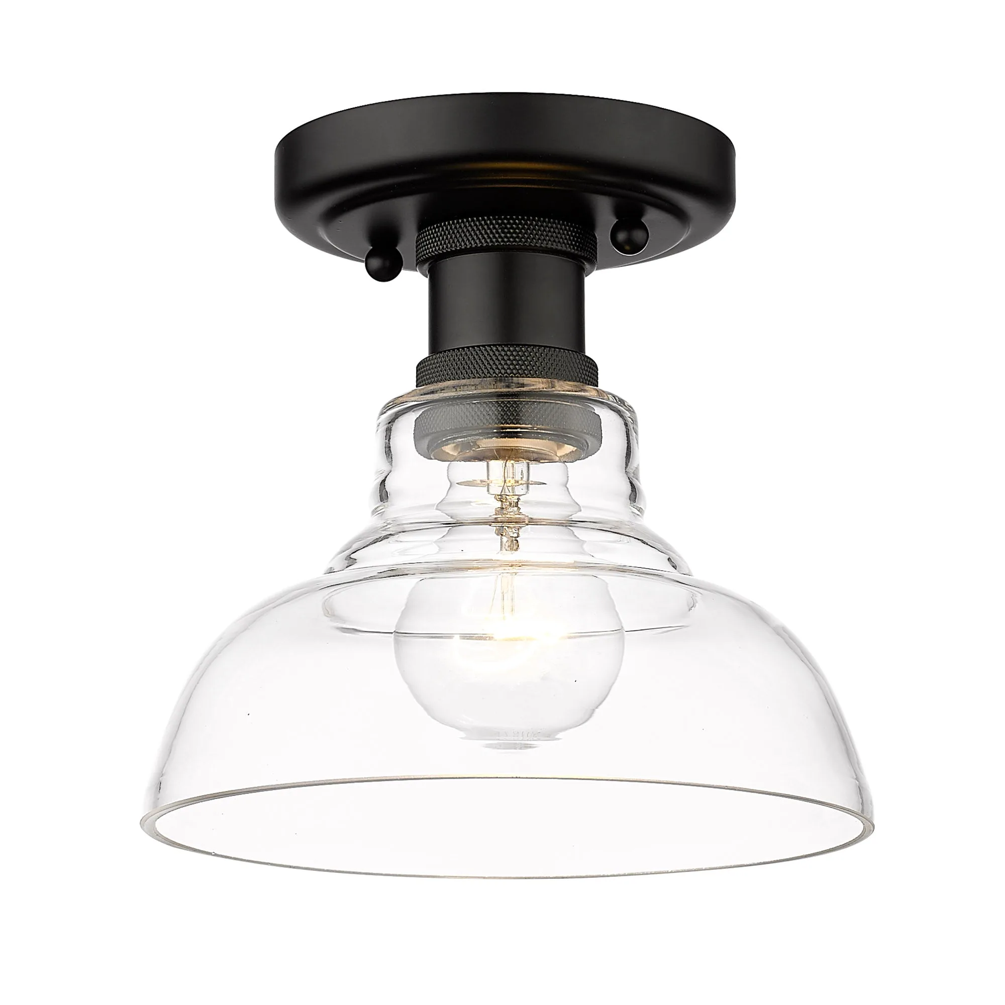 Carver 1-Light Flush Mount in Matte Black with Clear Glass