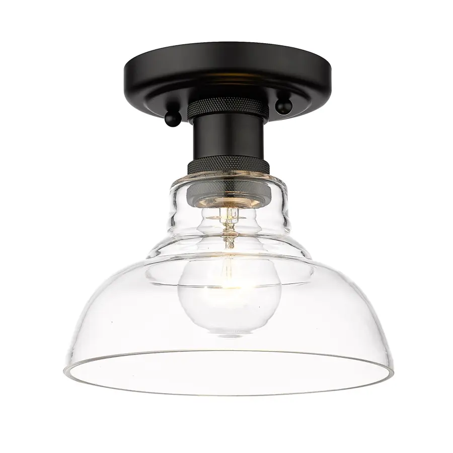 Carver 1-Light Flush Mount in Matte Black with Clear Glass - Image 1