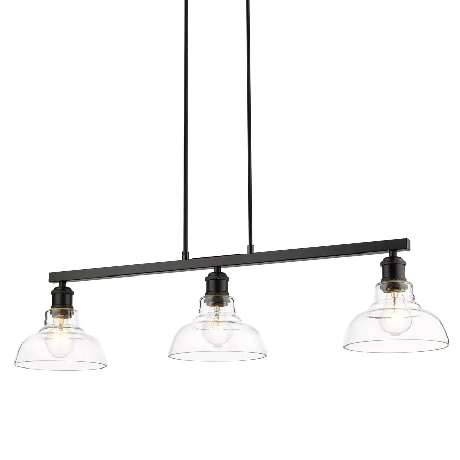 Carver 3-Light Island Light in Matte Black with Clear Glass - Image 1
