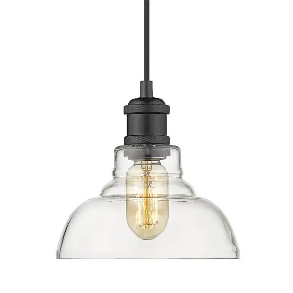 Carver 1-Light Pendant in Matte Black and Clear Glass - Image 1